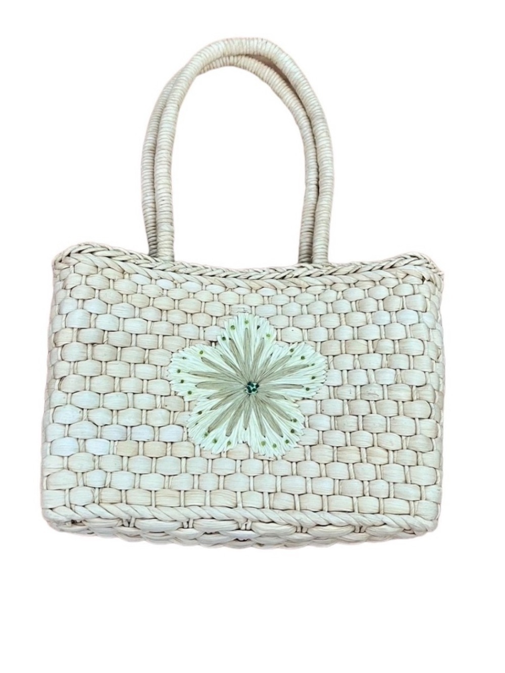 Faded Glory Tan Straw Raffia Handbag Purse Neutral Minimalist Coastal Grandma